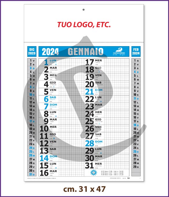 CALENDARIO 2024 OLANDESI Olandese da Muro Rosso Verde Blu Numeri