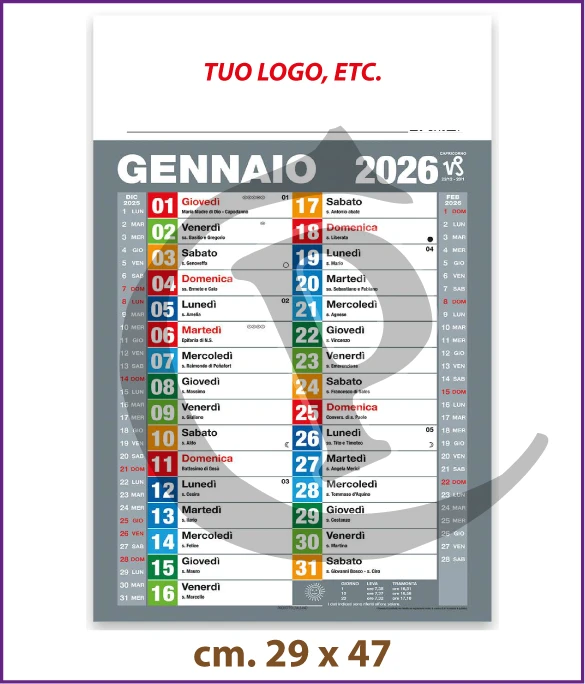 Calendario Olandese Anno 2026 Art. C072