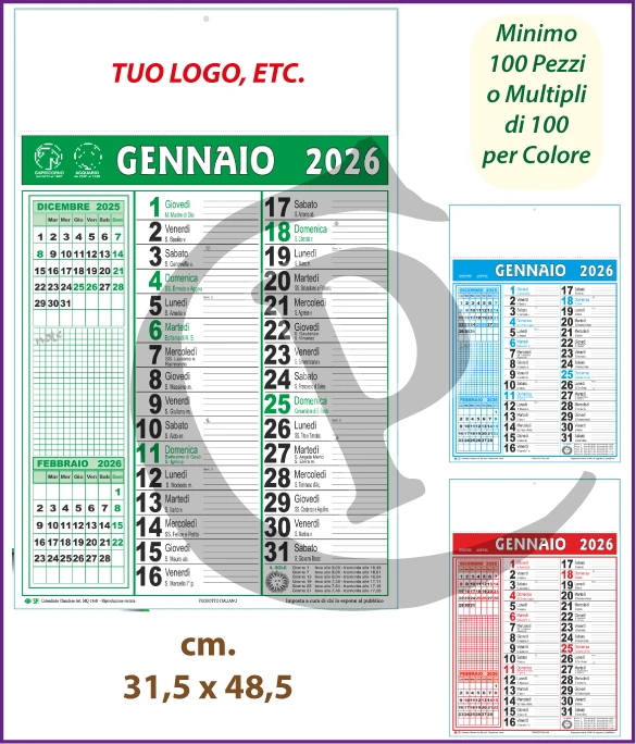 Calendario Olandese Anno 2026 Art. C075