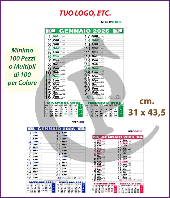 Calendari Olandesi Personalizzati 2026 - Stampa Primo Prezzo