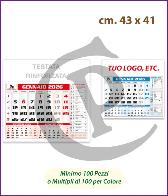 Calendari Olandesi Personalizzati 2026 Modello C002