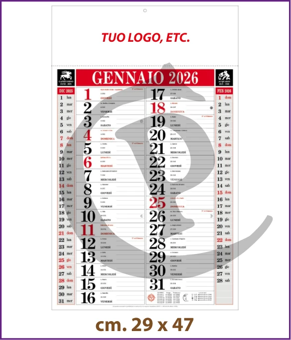 Calendari Olandesi Personalizzati 2026 Modello C012