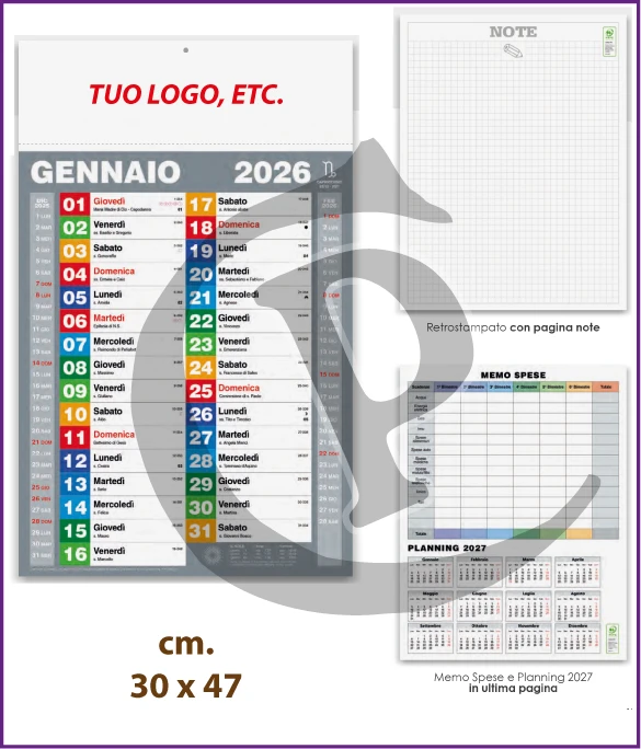 Calendari Olandesi Personalizzati 2026 Modello C016