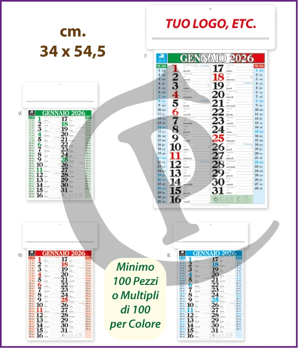 Calendari Olandesi Personalizzati 2026 Modello C024