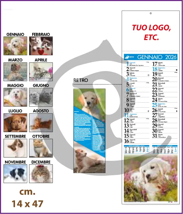 Stampa Primo Prezzo Calendari Silhouette Illustrati Personalizzati Economici 2026 Modello SF003