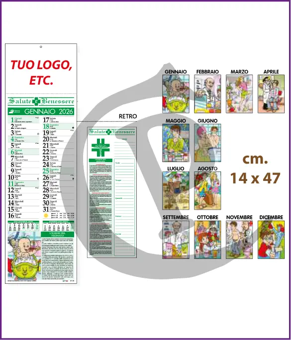 Stampa Primo Prezzo Calendari Silhouette Illustrati Personalizzati Economici 2026 Modello SF020