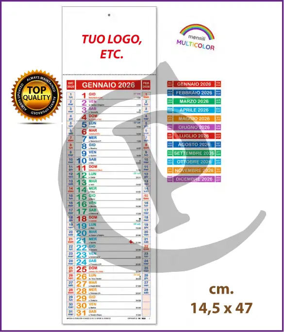 Calendario olandese silhouette 2026 personalizzato con logo aziendale – modello S034