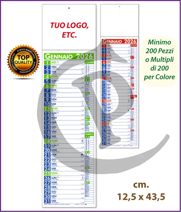 Calendario olandese silhouette 2026 personalizzato con logo aziendale – modello S035
