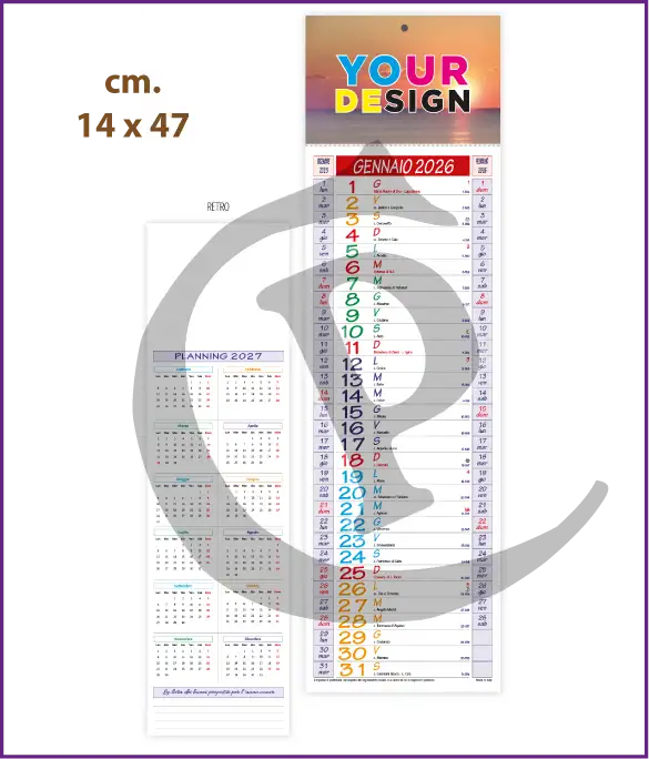 Calendario olandese silhouette 2026 personalizzato con logo aziendale – modello S009