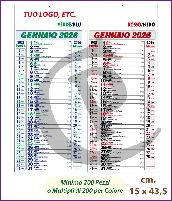 Calendario olandese silhouette 2026 personalizzato con logo aziendale – modello S024