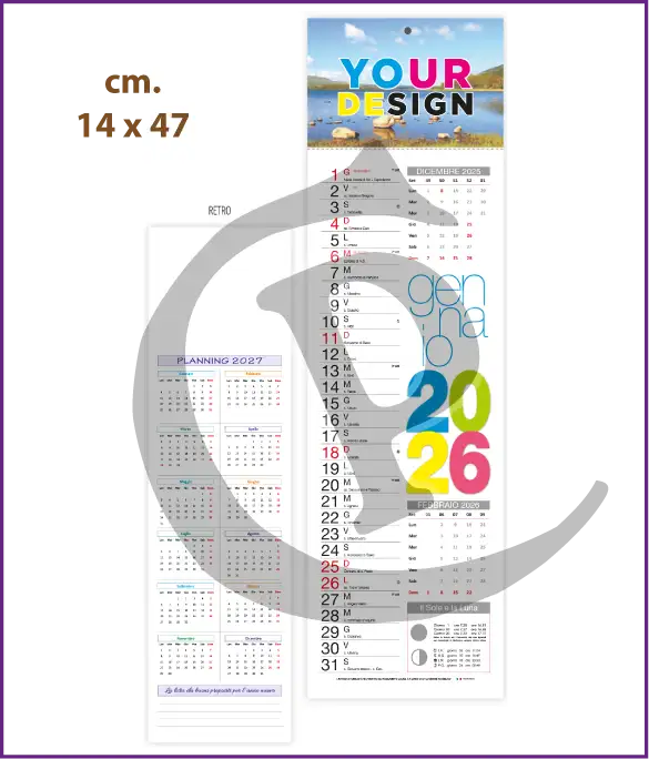 Calendario olandese silhouette 2026 personalizzato con logo aziendale – modello S027